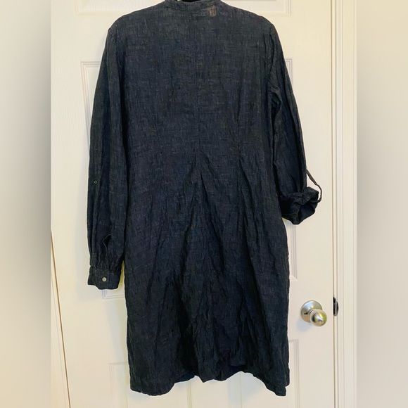 EUC linen Eileen Fisher coat dress - Picture 6 of 8
